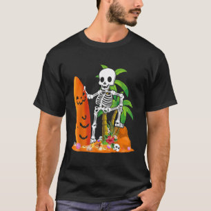 Camiseta Engraçado Skeleton surfboard Hawaiian Hallowee