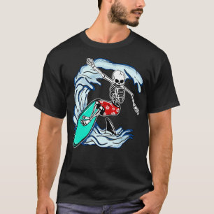 Camiseta Engraçado Skeleton Surfer Halloween