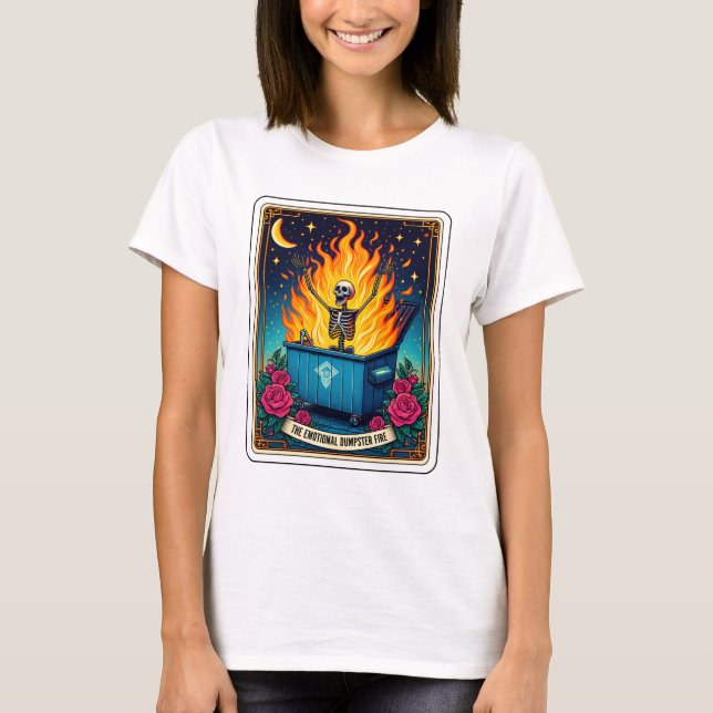 Camiseta Engraçado Skeleton Tarot Emocional Disparo (Frente)