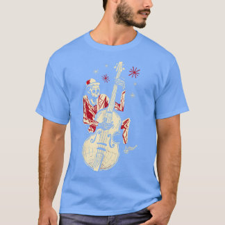 Camiseta Engraçado Skeleton tocando violão Jazz Música Vint