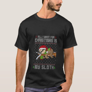 Camiseta Engraçado Sloth Alovers Sloth Santa Hat Ugly Natal