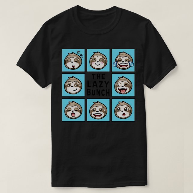 Camiseta Engraçado Sloth, BUNCH LAZY (Frente do Design)