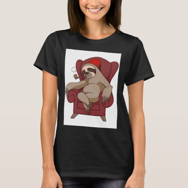 Camiseta Engraçado Sloth Cadeira (Frente)