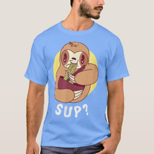 Camiseta Engraçado Sloth Comendo Ramen Noodles Japonês Anim