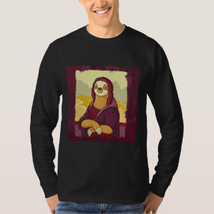 Camiseta Engraçado Sloth Monalisa