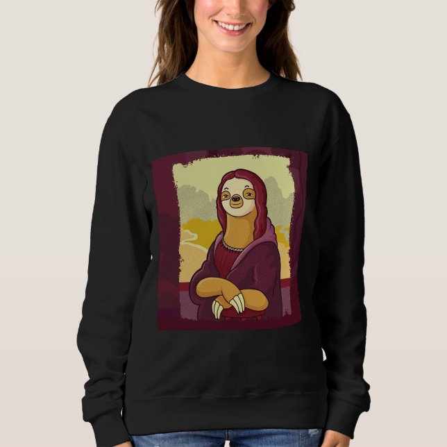 Camiseta Engraçado Sloth Monalisa (Frente)