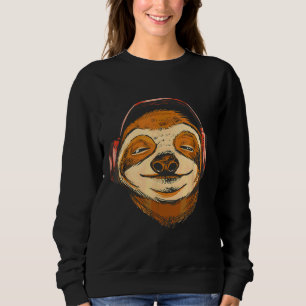 Camiseta Engraçado Sloth Ouvindo Música Sloth