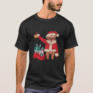 Camiseta Engraçado Sloth Papai Noel Homens de Natal Mulhere