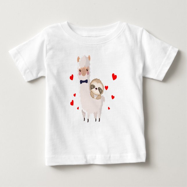 Camiseta Engraçado Sloth Riding Lama Shirt Engraçado Alpaca (Frente)
