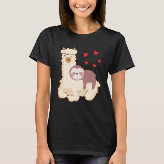 Camiseta Engraçado Sloth Riding Lama Shirt Engraçado Alpaca