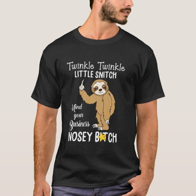 Camiseta Engraçado Sloth Twinkle Twinkle Pequena Espingarda (Frente)