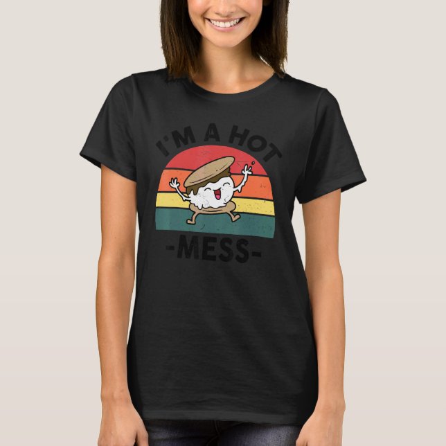 Camiseta Engraçado Smores acampando. Sou um Camper Camper C (Frente)
