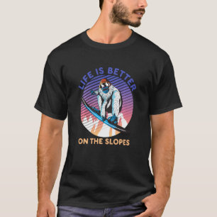 Camiseta Engraçado Snowboard Yeti A Vida É Melhor No Slop