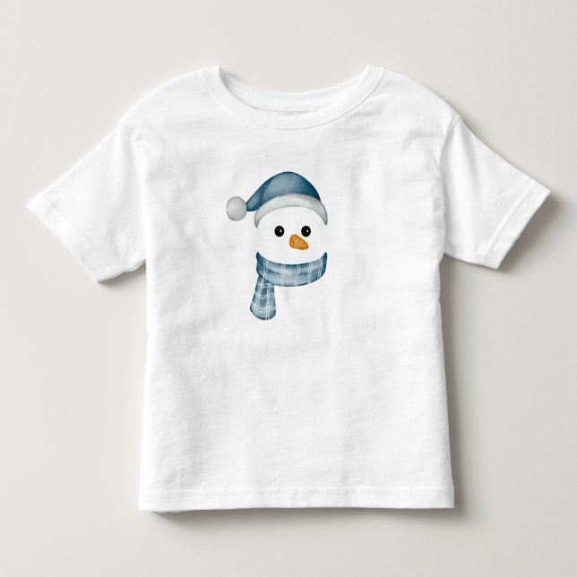 Camiseta Engraçado Snowman Enfrenta Feliz Família de Natal  (Frente)