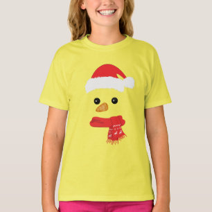 Camiseta Engraçado Snowman Enfrenta Feliz Família de Natal