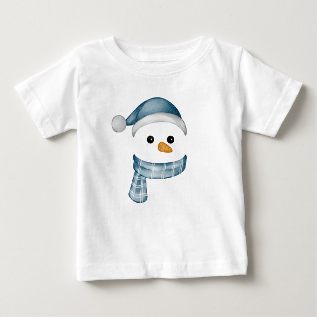Camiseta Engraçado Snowman Enfrenta Feliz Família de Natal  (Frente)