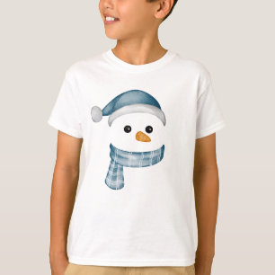 Camiseta Engraçado Snowman Enfrenta Feliz Família de Natal