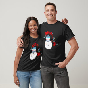 Camiseta Engraçado Snowman Mitten dá texto a preto