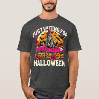 Camiseta Engraçado Só Esperando O Esqueleto De Halloween, S