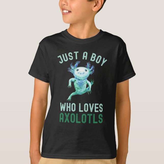 Camiseta Engraçado, Só Um Menino Que Ama Axolotls, Bonito (Frente)