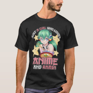 Camiseta Engraçado Só Uma Garota Que Ama Anime E Ramen Japa