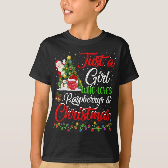 Camiseta Engraçado Só Uma Menina Que Ama Raspberrys E Chris (Frente)