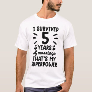 Camiseta Engraçado Sobreviveu A 5 Anos De Casamento De 5 C