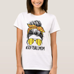 Camiseta Engraçado Softball Mãe Mensagem Bun Mama Dia de as