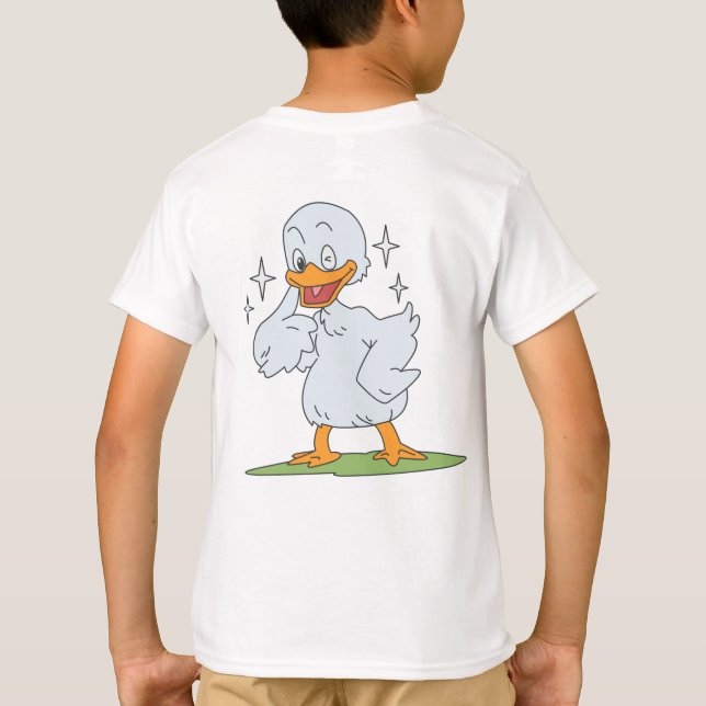 Camiseta Engraçado Sorriso Bonito face e Pato (Verso)