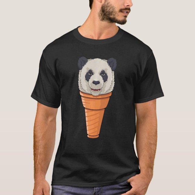 Camiseta Engraçado Sorvete Panda Cone Waffle Summer (Frente)