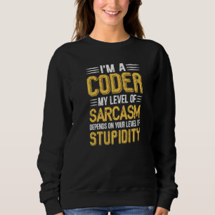 Camiseta Engraçado, sou um Coder. Meu nível de sarcasmo dep