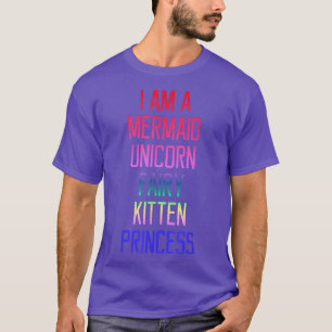 Camiseta Engraçado, Sou Uma Sereia, Unicorn Kitten Fairy Pr