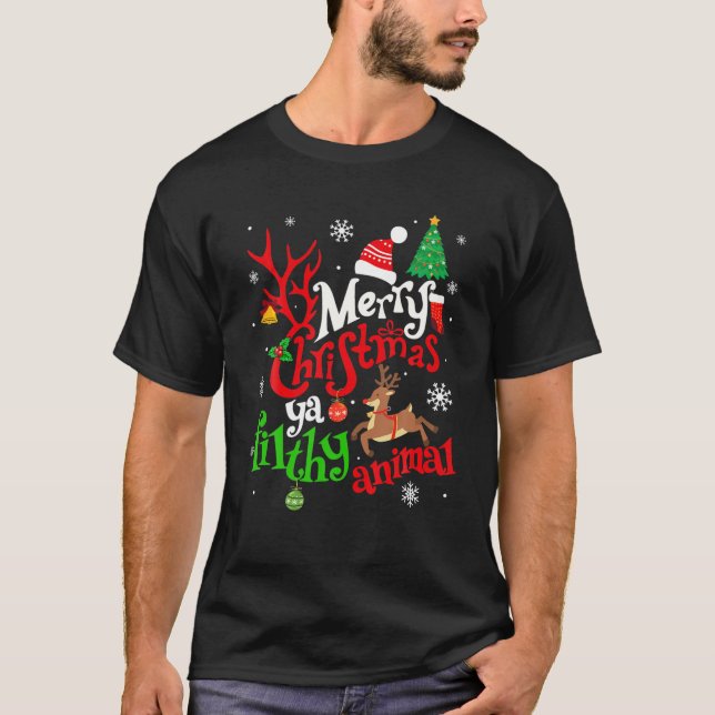 Camiseta Engraçado Sozinho Em Filmes Domésticos Feliz Natal (Frente)