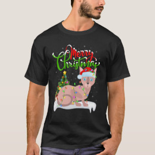 Camiseta Engraçado Sphynx Cat Lover Xmas Iluminação Sphy