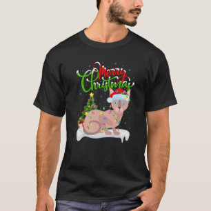 Camiseta Engraçado Sphynx Cat Lover Xmas Iluminação Sphy