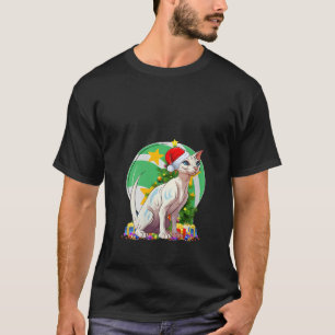 Camiseta Engraçado Sphynx Cat Papais noeis Árvore de Natal 