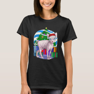Camiseta Engraçado Sphynx Cat Papais noeis Natal Decoraç