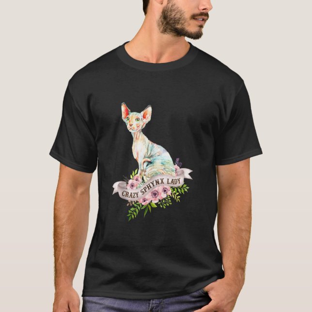 Camiseta Engraçado Sphynx Lady Cat Lover (Frente)