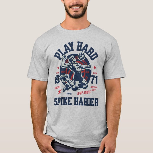 Camiseta Engraçado Spikeball Cotação Tocar Duro Espike Mais (Frente)