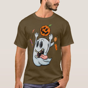 Camiseta Engraçado Spooky Halloween Ghost Pumpkin Candies K