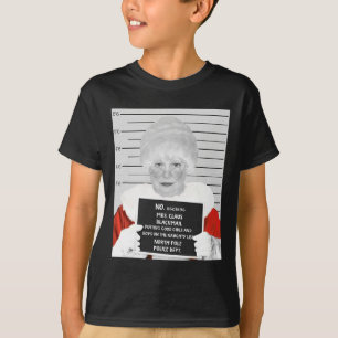 Camiseta Engraçado Sra. Claus Mugshot Presa No Cristo