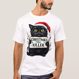 Camiseta Engraçado Sublimação de Gato de Natal