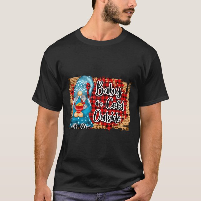 Camiseta Engraçado Sublime Xadrez de Natal Gnomo Bebê Frio (Frente)