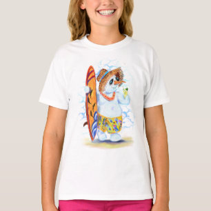 Camiseta Engraçado Summer Snowman Surfer bebe coquetel fre