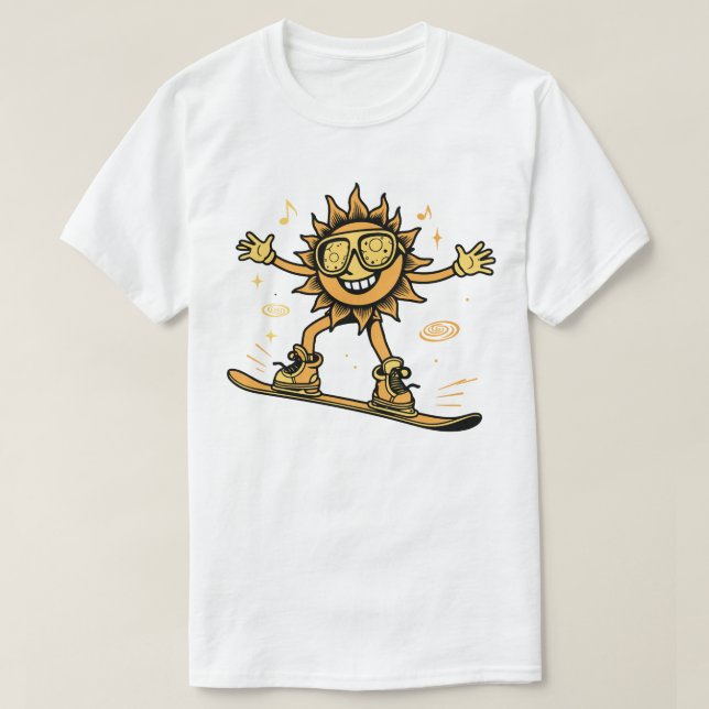 Camiseta Engraçado Sun Snowboard (Frente do Design)
