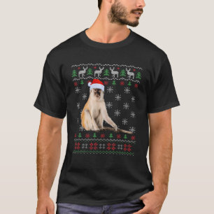 Camiseta Engraçado Suor Feio Xmas Animais de Natal Macaco