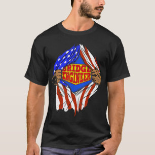 Camiseta Engraçado Super Bridge Engenheiro Hero Job