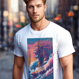 Camiseta Engraçado Surf Lion Gnarly na onda para surfista r