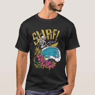 Camiseta Engraçado Surfing Skeleton Tatto Art Ocean Surf Ha