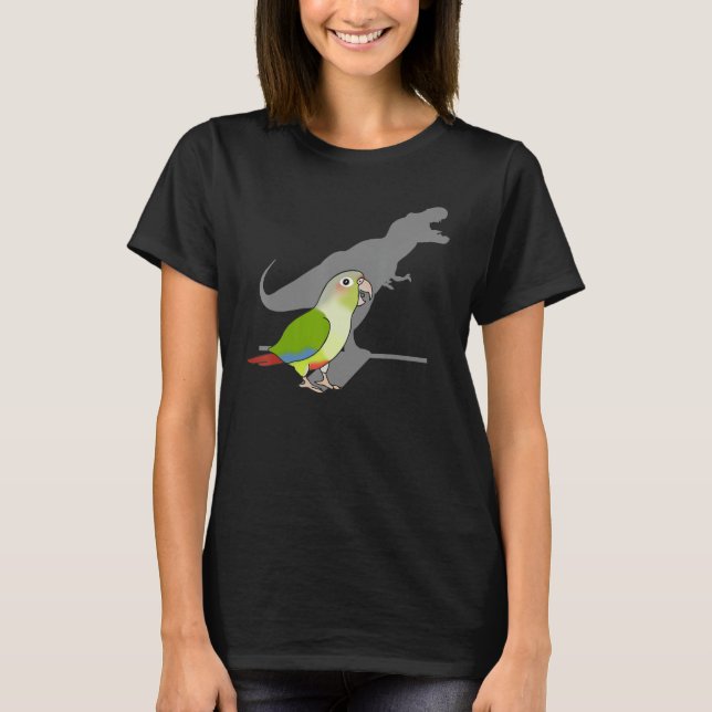 Camiseta Engraçado T-rex Cinnamon Conure, Papagaio Dinossau (Frente)